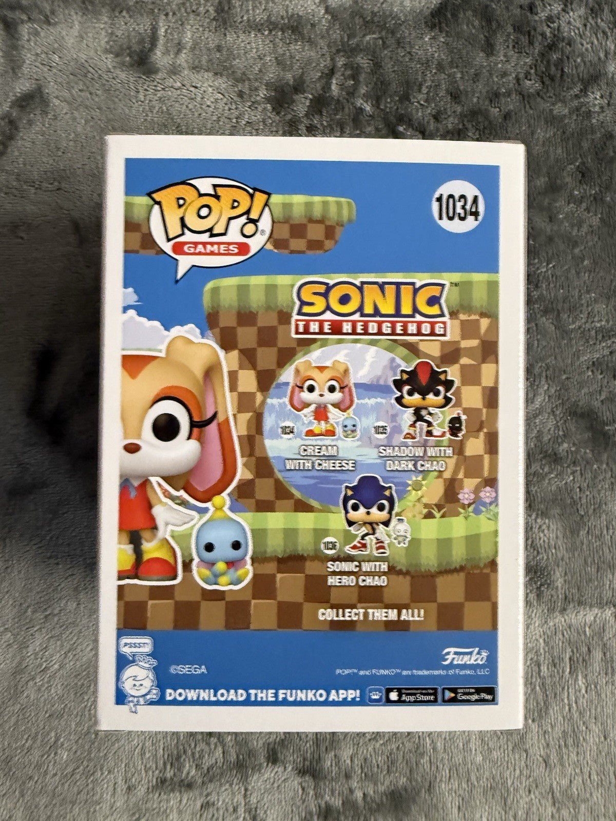 SONIC THE HEDGEHOG CREAM WITH CHEESE FUNKO POP FIGURE 1034. A6