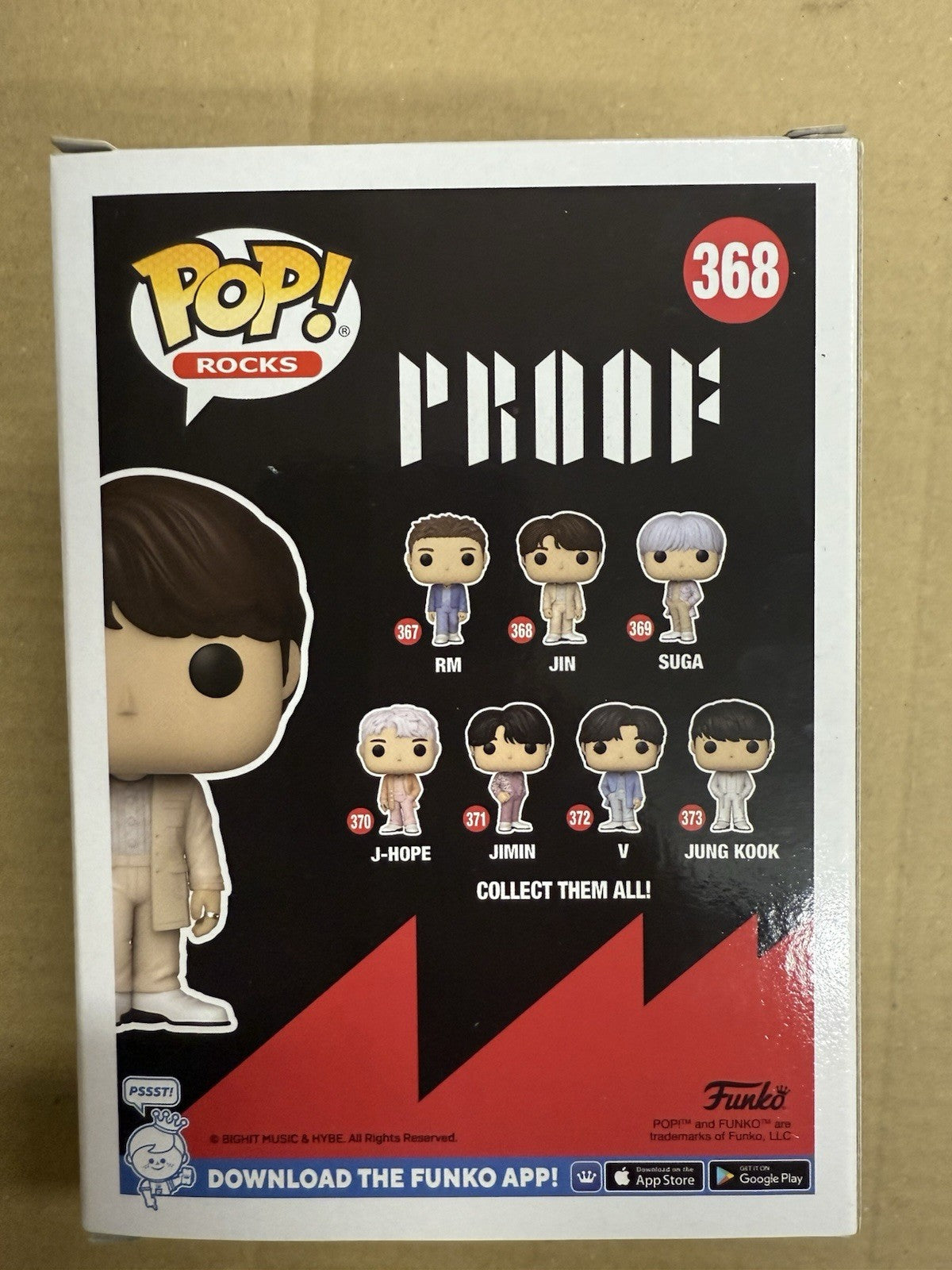 Funko Pop Jin (368) BTS K-Pop Popstar Music Vinyl Figure Figurine. A2