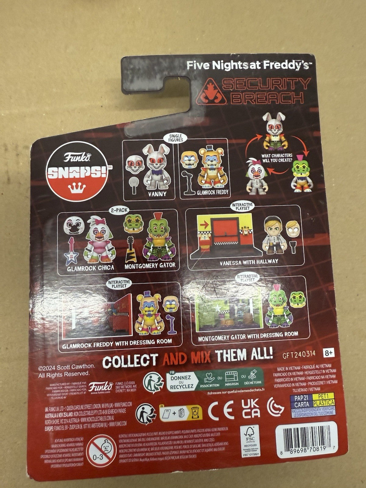 Five Nights At Freddys Snaps Glamrock Freddy Figure FNAF Funko Collectable. A1
