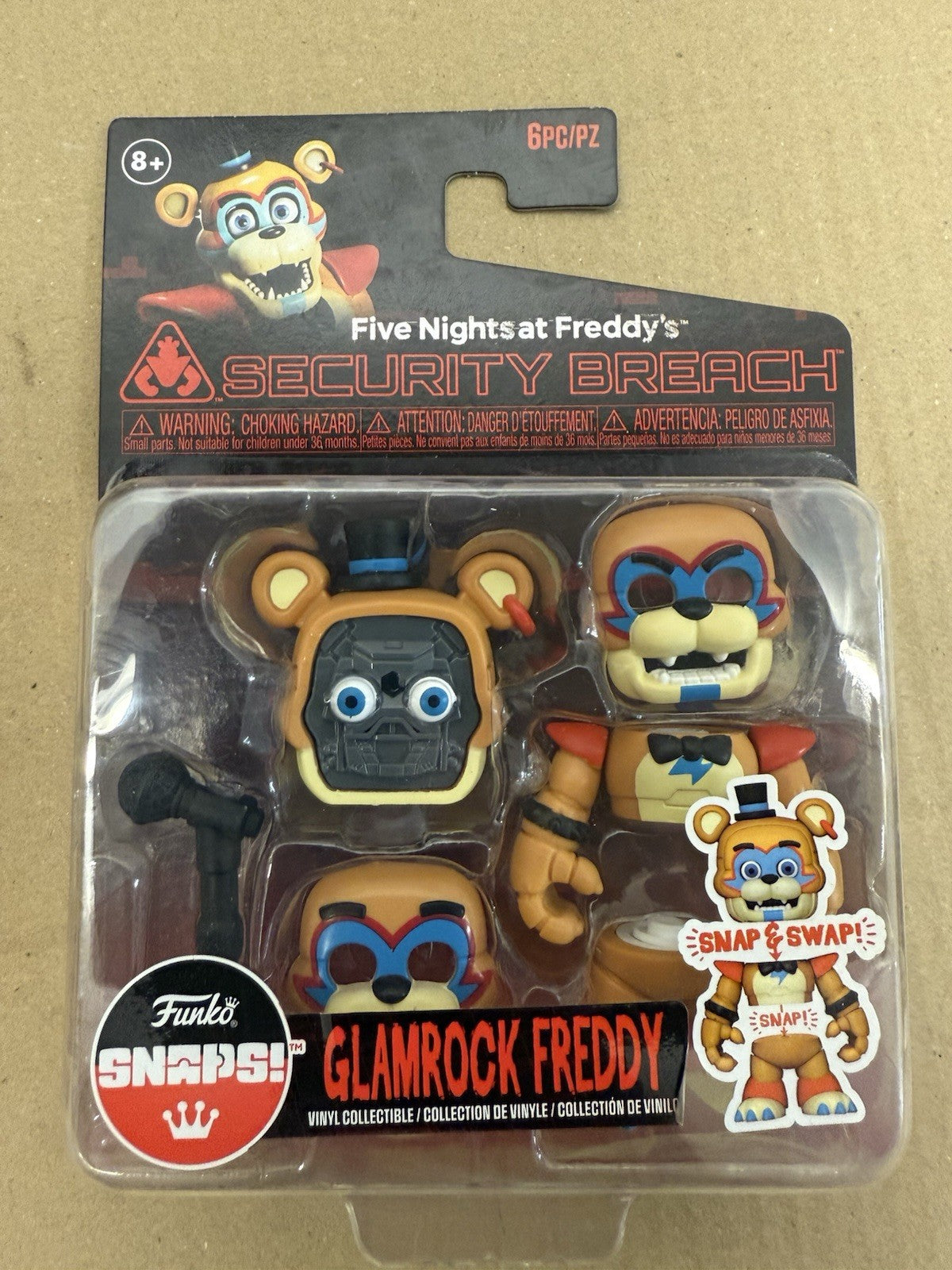 Five Nights At Freddys Snaps Glamrock Freddy Figure FNAF Funko Collectable. A1