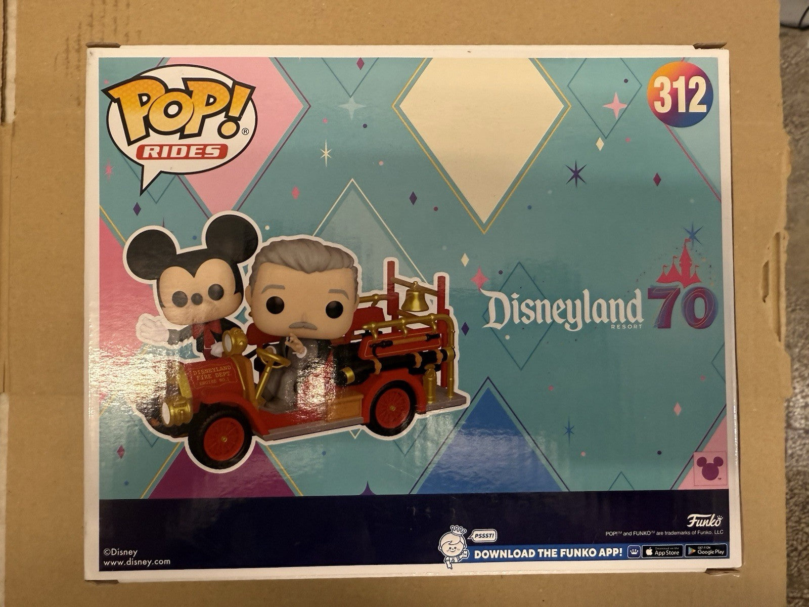 Funko Pop Disney Mickey And Walt On Fire Engine Disneyland 70th Exclusive 312 A1