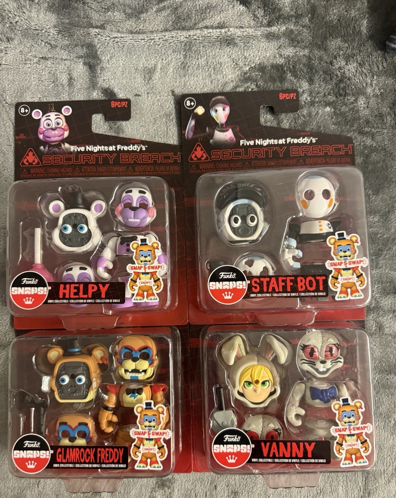 4x  Five Nights At Freddys Snaps Helpy Vanny Freddy Figure FNAF Freddy Funko
