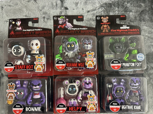 6x  Five Nights At Freddys Snaps Helpy Bonnie Roxanne Figure FNAF Freddy Funko