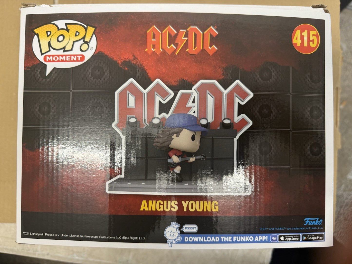 Funko AC/DC Angus Young Dancing on Stage Figure Set Pop 415 Damaged Box. (A1)