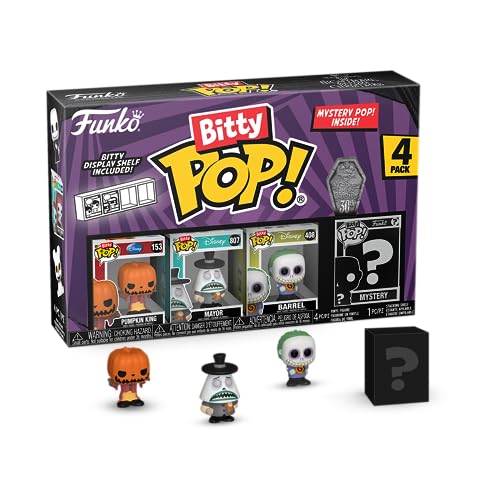 Funko Bitty Pop! the Nightmare Before Christmas - Pumpkin Jack 4PK - Pumpkin King Mayor (frowning) Barrel and a Surprise Mystery Mini Figure - 0.9 I